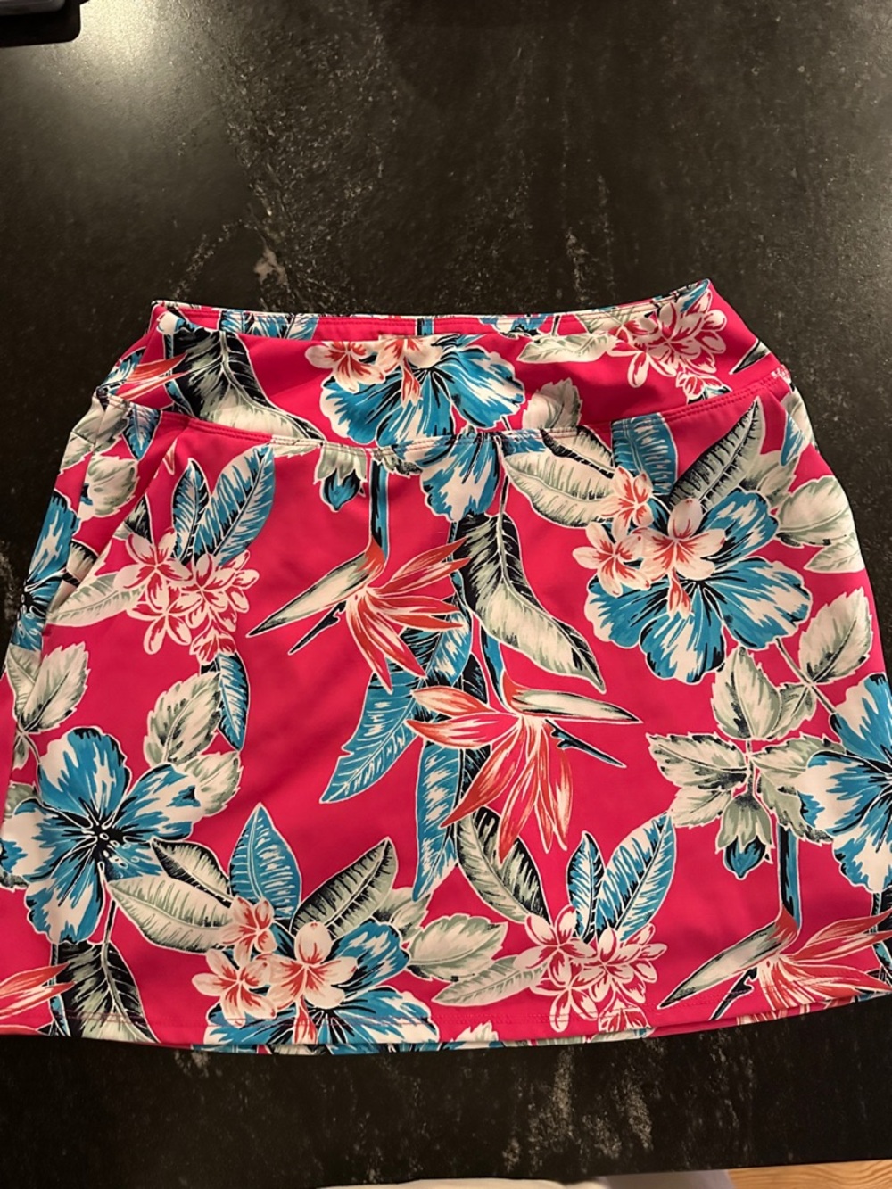 Tommy Bahama Pink Floral Mini Skirt with Blue Accents